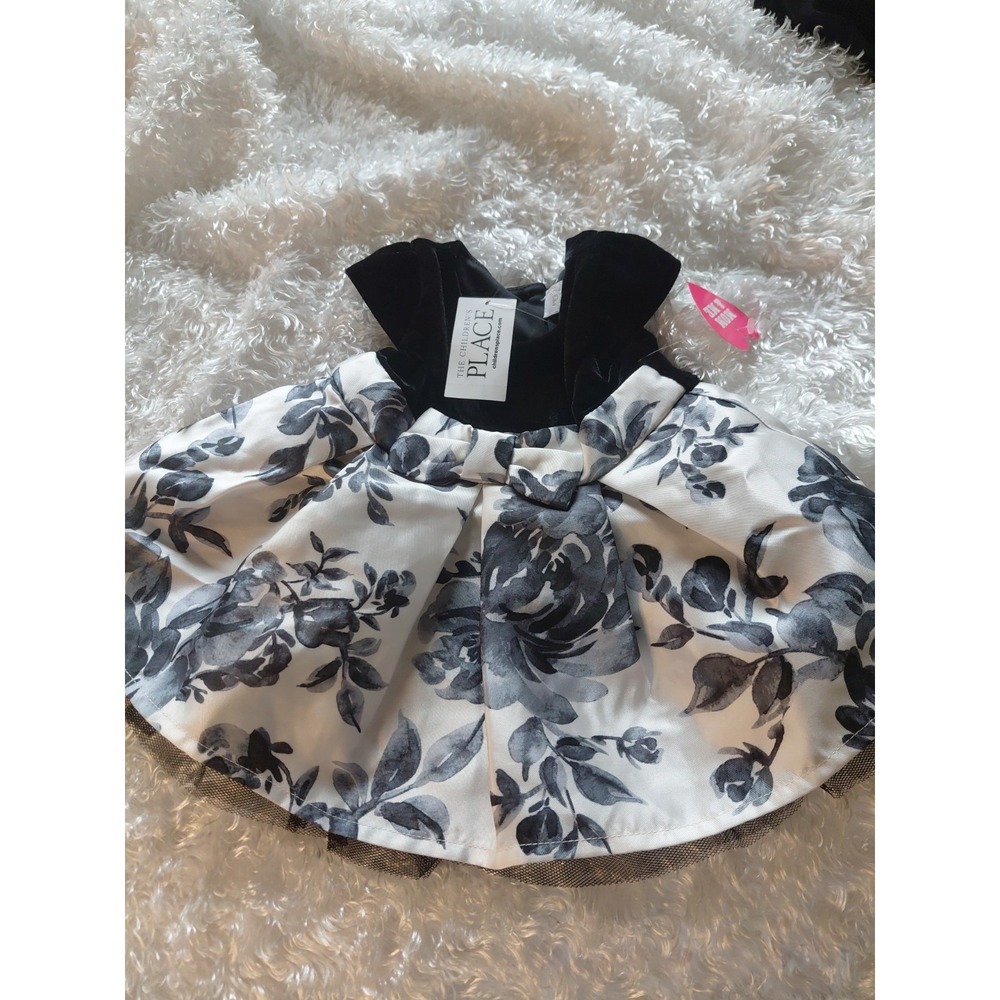 Children's Place Girls Floral Tulle Bow Dress Cap Sleeve 0-3  Mths Org $42 NWT